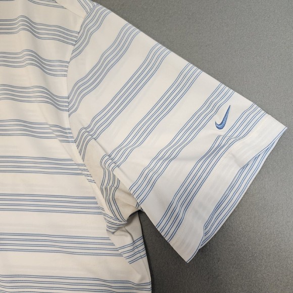 Nike Polo Shirt Mens 2XL White Striped Nike Dri-Fit Short Sleeve - Picture 4 of 15